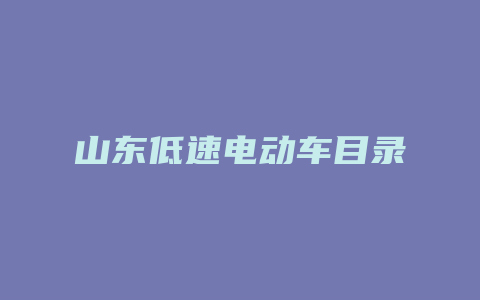 山东低速电动车目录